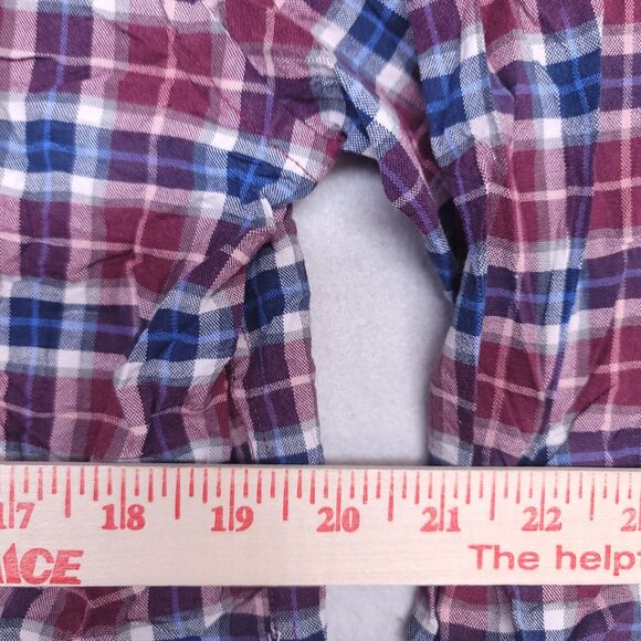 Old Navy Tartan Flannel Casual Button Up Shirt Mens Size Large L Red Blue - Picture 8 of 10